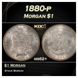 1880-p Morgan Dollar $1 Grades ms62+