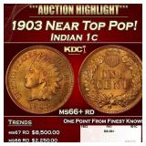 1903 Indian Cent Near Top Pop! 1c ms66+ rd SEGS