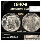 1940-s Mercury Dime 10c ms67 fsb SEGS