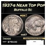 1937-s Buffalo Nickel Near Top Pop 5c ms67 SEGS