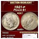 1921-p Peace Dollar $1 ms65+ SEGS