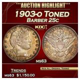 1903-o Barber Quarter Toned 25c ms63 USCG