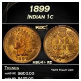 1899 Indian Cent . 1c Grades ms64+ rd