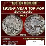 1935-p Buffalo Nickel Near Top Pop 5c ms68 SEGS