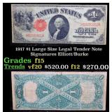 1917 $1 Large Size Legal Tender Note Grades f+ Sig