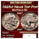 1925-p Buffalo Nickel Near Top Pop 5c ms67 SEGS