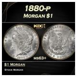 1880-p Morgan Dollar $1 Grades ms63+
