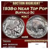 1938-d Buffalo Nickel Near Top Pop 5c ms68 SEGS