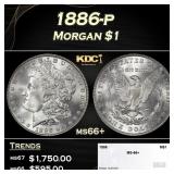1886-p Morgan Dollar $1 ms66+ SEGS