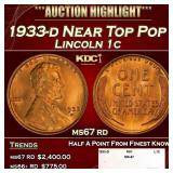 1933-d Lincoln Cent Near Top Pop 1c ms67 rd SEGS
