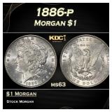 1886-p Morgan Dollar $1 Grades ms63