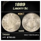 1889 Liberty Nickel 5c Grades ms65