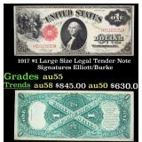 1917 $1 Large Size Legal Tender Note Grades Choice