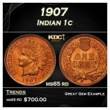 1907 Indian Cent . 1c Grades ms65 rd