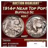 1914-p Buffalo Nickel Near Top Pop! 5c ms67 SEGS