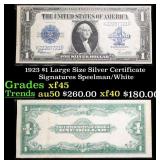 1923 $1 large size Silver Certificate Grades xf+ S