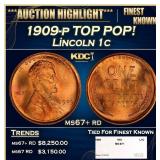 1909-p Lincoln Cent TOP POP! 1c ms67+ rd SEGS