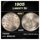 1905 Liberty Nickel 5c Grades ms65