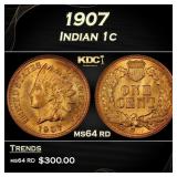 1907 Indian Cent . 1c Grades ms64 rd