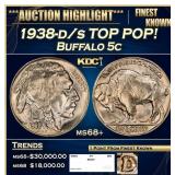 1938-d/s Buffalo Nickel TOP POP! 5c ms68+ SEGS