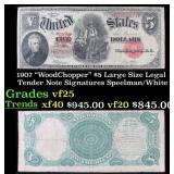 1907 $5 Large Size Legal Tender Note "WoodChopper"