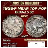 1928-p Buffalo Nickel Near Top Pop 5c ms67 SEGS