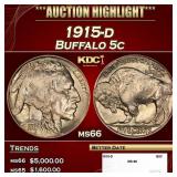 1915-d Buffalo Nickel 5c ms66 SEGS