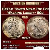 1937-d Walking Liberty Half Dollar Toned Near Top