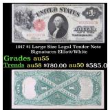 1917 $1 Large Size Legal Tender Note Grades Choice