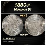1880-p Morgan Dollar $1 Grades ms63+