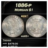 1886-p Morgan Dollar $1 Grades ms65+