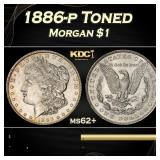 1886-p Morgan Dollar Toned $1 Grades ms62+