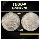 1886-p Morgan Dollar $1 Grades ms63