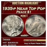 1935-p Peace Dollar Near Top Pop $1 ms66+ SEGS