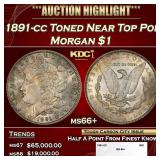 1891-cc Morgan Dollar Toned Near Top Pop $1 ms66+