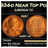 1934-d Lincoln Cent Near Top Pop 1c ms66+ rd SEGS