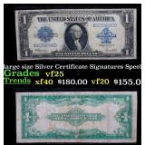 1923 $1 large size Silver Certificate Grades vf+ S