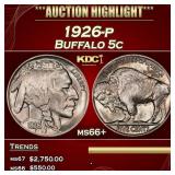 1926-p Buffalo Nickel 5c ms66+ SEGS