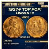 1937-p Lincoln Cent TOP POP! 1c ms68 rd SEGS