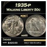 1935-p Walking Liberty Half Dollar 50c Grades ms65