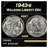 1943-s Walking Liberty Half Dollar 50c Grades ms66