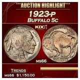 1923-p Buffalo Nickel 5c ms66 SEGS