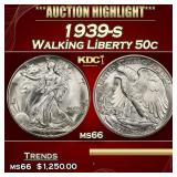 1939-s Walking Liberty Half Dollar 50c ms66 SEGS