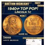 1940-p Lincoln Cent TOP POP! 1c ms68 rd SEGS