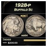 1928-p Buffalo Nickel 5c Grades ms64
