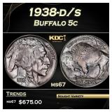 1938-d/s Buffalo Nickel 5c ms67 SEGS