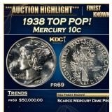 1938 Proof Mercury Dime TOP POP! 10c pr69 SEGS