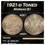 1921-d Morgan Dollar Toned $1 Grades ms65+