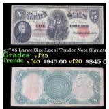 1907 $5 Large Size Legal Tender Note "WoodChopper"