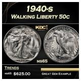 1940-s Walking Liberty Half Dollar 50c Grades ms65